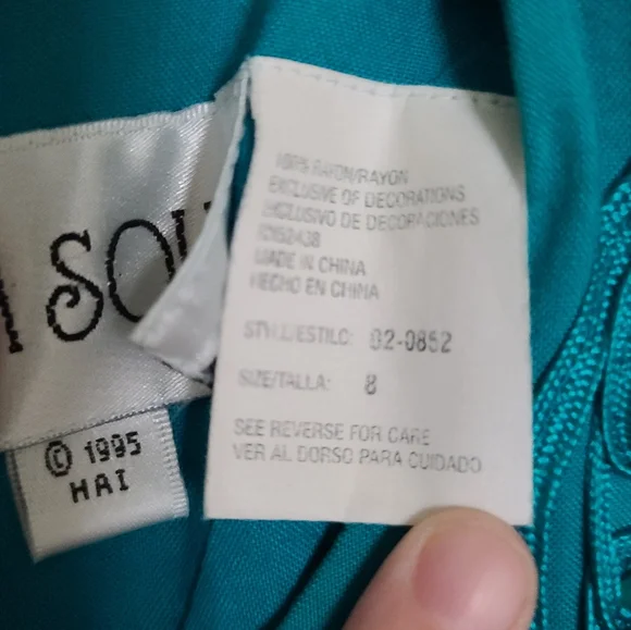 Vintage 1990s turquoise dress - Picture 7 of 8